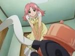  1girl animated animated_gif apron asaba_ureshiko okusama_wa_mahou_shoujo pink_hair skirt_lift solo source_request upskirt vacuum_cleaner wind_lift 