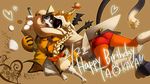  animal_ears arc_system_works blazblue cat_ears cat_tail catgirl hug hugging jubei jubei_(blazblue) mask smile tail taokaka 