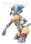  :o android bad_id bad_pixiv_id blue_eyes blue_hair cropped_legs elbow_gloves from_side gloves leotard original pixiv profile robot_ears short_hair sideways_mouth solo suzuno_(bookshelf) tail thighhighs 