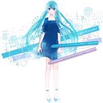  alternate_hairstyle aqua_eyes aqua_hair blue_eyes blue_hair braid colored_pencil dress hatsune_miku highres long_hair pencil solo twintails very_long_hair vocaloid yoshida_yoshitsugi 