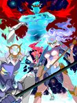  armor breasts cape chou_tengen_toppa_gurren-lagann floating floating_object from_below helmet holding holding_staff kneeling looking_at_viewer mecha medium_breasts no_humans outstretched_arm red_cape space staff standing star_(sky) tegaki tengen_toppa_enki_durga tengen_toppa_gurren_lagann tengen_toppa_gurren_lagann:_lagann-hen tengen_toppa_solvernia tengen_toppa_yoko_w_tank yellow_eyes 