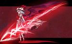  dress hat lavender_hair polearm ram_hachimin red_eyes remilia_scarlet short_hair solo spear spear_the_gungnir touhou weapon wings 