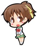  blush_stickers brown_eyes brown_hair chibi hirasawa_ui k-on! lowres pac-man_eyes ponytail school_uniform skirt smile solo suntail 