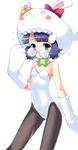  :3 @_@ aida_takanobu animal_ears animal_hat anyamal_tantei_kirumin_zoo bad_id bad_pixiv_id bangs bare_shoulders black_legwear blue_eyes blue_hair blunt_bangs blush blush_stickers bow bunny bunny_ears bunny_tail bunnysuit choker clover coke-bottle_glasses embarrassed flat_chest four-leaf_clover glasses hat leotard looking_at_viewer mikogami_rimu o_o open_mouth pantyhose parted_bangs paws pince-nez ribbon scrunchie short_hair simple_background solo standing sweat sweatdrop tail 