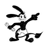 2019 3_fingers anthro black_and_white clothed clothing demon digital_drawing_(artwork) digital_media_(artwork) ear_piercing fangs grin holding_object lagomorph long_ears long_tail madlag male mammal markings monochrome mostly_nude old_toon pants piercing pose rabbit scar signature smile solo solo_focus spade spade_tail standing teeth toes tools toony topless wrench 