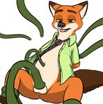  anthro anus balls belly bottomless canine clothed clothing cum deadlywolf112 digital_media_(artwork) disney forced fox fur green_eyes male mammal navel navel_penetration necktie nick_wilde open_shirt penetration rape sex shirt simple_background tentacle_fellatio tentacle_rape tentacle_sex tentacles tongue white_background zootopia 