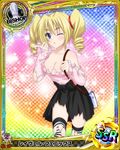  artist_request bag bishop_(chess) blonde_hair blue_eyes card_(medium) character_name chess_piece drill_hair high_school_dxd magic_circle official_art one_eye_closed ravel_phenex solo thighhighs torn_clothes trading_card twintails 