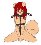  alpha_channel bdsm between_legs breasts canine collar covering covering_crotch dog fangs female fingers fluffy_tail hair hi_res kneeling long_hair looking_at_viewer mammal petplay red_eyes red_hair roleplay solo zyira 