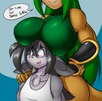  big_breasts big_butt boob_hat breasts butt eevee female green_hair hair hand_on_hip hand_on_shoulder huge_breasts imminent_sex kangaroo larger_female male male/female mammal marsupial mastergodai muscular muscular_female nervous nintendo olga_(mastergodai) pok&eacute;mon russian seductive shaze size_difference smaller_male smile sweat thick_thighs video_games voluptuous wide_hips 