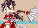  adapted_costume cosplay drifters fan folding_fan grin japanese_clothes long_hair male_focus nasu_no_yoichi ponytail shiranui_mai shiranui_mai_(cosplay) smile solo the_king_of_fighters youko_(santarose) 