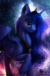  2016 blue_eyes blue_hair crown equine female friendship_is_magic hair hi_res horn jewelry mammal my_little_pony necklace obpony portrait princess_luna_(mlp) raining solo winged_unicorn wings 