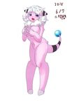  2015 big_breasts blue_eyes blush breasts caprine featureless_breasts female fingers flaaffy fur hair hooves mammal nintendo nude open_mouth pink_fur pok&eacute;mon sheep simple_background solo standing striped_tail video_games white_hair 二時間 