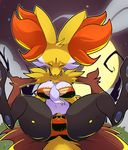  canine chest_tuft clothing delphox eyes_closed female fox fur halloween hi_res hindpaw holidays mammal nintendo panties paws pok&eacute;mon snappygrey solo spreading thick_thighs tuft underwear video_games 