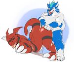  anal canine cum digimon dripping guilmon javkiller male male/male mammal overweight penis scalie wolf 