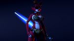  3d_(artwork) absurd_res animatronic anthro cgi digital_media_(artwork) ear_piercing eyeshadow five_nights_at_freddy&#039;s five_nights_at_freddy&#039;s_2 foxy_(fnaf) hi_res lightsaber long_ears machine makeup mammal piercing robot source_filmmaker star_wars video_games 