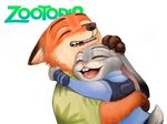  anthro areiml buckteeth canine clothing cute disney duo eyes_closed female fox fur grey_fur hug judy_hopps lagomorph long_ears male mammal nick_wilde orange_fur police_uniform rabbit teeth uniform zootopia 