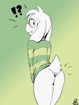  2015 ?! anthro asriel_dreemurr blush boss_monster bottomless butt byondrage clothed clothing colored cute edit embarrassed girly hi_res horn male monster smile solo surprise undertale video_games 