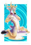  anthro antlers cervine collar deer digital_media_(artwork) goo gooey goopy hooves horn hypnosis jaiy male mammal melting melty mind_control penis solo thewhitefalcon 