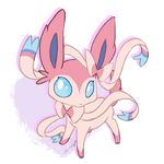  2013 alpha_channel ambiguous_gender big_eyes blue_eyes blue_fur bow_tie digital_media_(artwork) eeveelution english_text feral full-length_portrait fur looking_at_viewer nintendo nude pink_fur pok&eacute;mon portrait raised_tail ribbons signature solo sylveon text touchofsnow video_games 