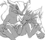  animal_genitalia blitzdrachin canine cupping_chin digimon dinosaur erection eyes_closed feral feral_on_feral garurumon genital_slit greymon helmet horn licking looking_down lying mammal on_front oral penis penis_lick quadruped scalie sex sitting slit spread_legs spreading tongue tongue_out 