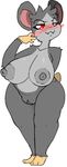  anthro areola belly big_breasts big_nipples big_thighs blush breasts clitoris erect_nipples female fur grey_fur hamster mammal nipples nude plump_labia pussy red_eyes rodent roy_mccloud slightly_chubby solo wide_hips 