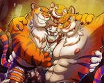 abs anthro arm_around_shoulders biceps clothed clothing disney donryu facial_piercing feline green_eyes grin group hug male male/male mammal muscular naughty_face nipples nose_piercing nose_ring pecs piercing pink_nose red_eyes selfie shorts smile stripper_tiger_(zootopia) teeth tiger topless vex_(character) whiskers white_tiger zootopia 