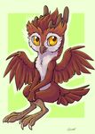  2015 anthro antlers avian beak big_eyes bird chibi feathered_wings feathers horn kellwolfik looking_at_viewer nude owl owlalope_(character) signature simple_background solo tail_feathers wings 