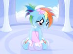  2015 absurd_res alternate_hairstyle blue_feathers blue_fur blush bow clothing cloud collar cutie_mark equine feathered_wings feathers female feral friendship_is_magic fur gloves hair hi_res inside mammal multicolored_hair my_little_pony nightmaremoons pegasus rainbow_dash_(mlp) rainbow_hair red_eyes sky solo wings 