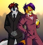  ango76 anthro canine clothing duo feline fur henry_hass hi_res male mammal sneggy 