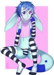  anthro arm_warmers bulge clothing eeveelution glaceon hi_res legwear looking_at_viewer male mammal matemi-i nintendo pok&eacute;mon simple_background socks solo striped_legwear striped_socks stripes thigh_highs underwear video_games 