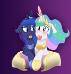  2016 blush caroo duo equine female friendship_is_magic horn mammal my_little_pony princess_celestia_(mlp) princess_luna_(mlp) sibling sisters tongue tongue_out winged_unicorn wings 
