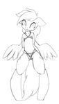  biped clothed clothing cutie_mark equine female friendship_is_magic hi_res mammal monochrome my_little_pony panties pegasus rainbow_dash_(mlp) simple_background skimpy smile solo underwear vertiliago white_background wings 