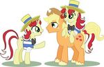  applejack_(mlp) blonde_hair clothing crossgender cutie_mark earth_pony equine female feral flam_(mlp) flim_(mlp) freckles friendship_is_magic green_eyes hair hat horn horse low_res male mammal multicolored_hair my_little_pony pony trotsworth two_tone_hair unicorn 