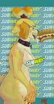  animal_crossing anthro breasts canine collar eyewear female food glasses isabelle_(animal_crossing) mammal newd nintendo nipples nude open_mouth sandwich_(food) smile solo subway tongue tongue_out video_games 