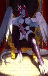 anthro areola breasts chair clothed clothing dragon erection fangs half-closed_eyes herm hi_res horn hybrid intersex knot legwear looking_at_viewer mammal nipples penis piranhapettingzoo precum pussy pussy_juice rubber smile solo syldria teeth thigh_highs throne wings 