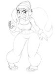 5_toes angry anthro bare_shoulders clothing donkey_kong_(series) english_text female footwear hair hat jewelry long_hair mammal monkey monochrome navel nintendo nitro primate sandals simple_background solo text tiny_kong toes video_games 