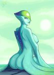  areola big_breasts big_butt big_nipples breasts butt ear_piercing erect_nipples female fin humanoid hyrule_warriors looking_at_viewer nintendo nipples ocarina_of_time piercing pointy_ears princess_ruto smile solo the_legend_of_zelda urw video_games zora 