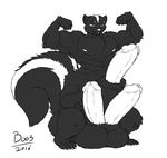  balls boo3 flexing humanoid_penis hyper male mammal multi_penis muscular penis simple_background skunk skunktaur solo taur white_background 