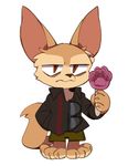  annoyed canine cloudyshin cute disney fennec finnick food fox looking_at_viewer male mammal orange_eyes popsicle solo zootopia 