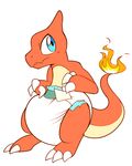  ambiguous_gender blue_eyes charmeleon claws diaper fire kurikia looking_at_viewer nintendo pok&eacute;mon simple_background solo video_games 