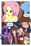  2016 anthro anthrofied blue_fur blush bra breasts brown_hair casual_nudity cleavage clothed clothing comic dipper_pines disney english_text equine female fluttershy_(mlp) forest friendship_is_magic fur gravity_falls hair hi_res horn horse human male mammal multicolored_hair my_little_pony nipples nude outside patreon pegasus pink_hair pony purple_eyes purple_fur rainbow_dash_(mlp) shadowfenrirart skirt text tree twilight_sparkle_(mlp) two_tone_hair underwear winged_unicorn wings yellow_fur 