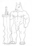 abs anthro balls biceps big_muscles claws darknut hi_res kisahhk8 legend male melee_weapon muscular nintendo nipples nude paws pecs penis sketch solo standing sword the_legend_of_zelda the_wind_waker toe_claws uncut unfinished video_games warrior weapon 
