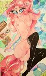  anthro bedding blanket breasts clothing friendship_is_magic hi_res legwear my_little_pony outside picnic pinkie_pie_(mlp) pussy solo stockings watercolor_(artist) 