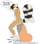  2014 anthro dildo drmellbourne english_text eyes_closed hi_res huge_dildo hybrid lube male mammal masturbation red_panda sex_toy simple_background solo striped_tail text white_background 