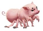  arachnid arthropod black_eyes curled_tail cute firefeathers fur hybrid mammal multi_eye pig pink_fur porcine simple_background solo spider what what_has_science_done white_background 