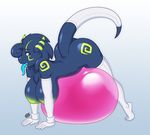  2016 anthro balloon big_breasts breasts chest_tuft clothing dax daxzor dragon elbow_gloves female gloves green_eyes hair legwear long_tongue markings scalie solo thigh_highs tongue tongue_out tuft 