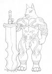  abs anthro balls biceps big_muscles claws darknut hi_res kisahhk8 male melee_weapon muscular nintendo nipples nude paws pecs penis sketch solo standing sword tattoo the_legend_of_zelda the_wind_waker toe_claws uncut unfinished video_games warrior weapon 