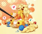  &lt;3 ambiguous_gender ampharos cake eyes_closed food mareep mega_ampharos mega_evolution nintendo pok&eacute;mon rikuaoshi size_difference video_games yarn 