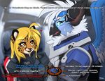  &lt;3 2016 amber_eyes anthro armor avian bird black_lips blonde_hair cheetah chest_tuft conversation_wheel digital_media_(artwork) feathers feline female fluff-kevlar fur green_eyes hair long_hair male mammal mass_effect mihari n7 orange_fur rane spots tuft video_games visor white_fur white_hair wings yellow_fur 