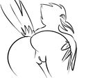  anthro avian beak bird blue_jay butt corvid crow cute eagle falcon feathers female hand_on_butt happy hole parrot pussy raven simple_background smile solo teasing unknown_artist white_background wings 